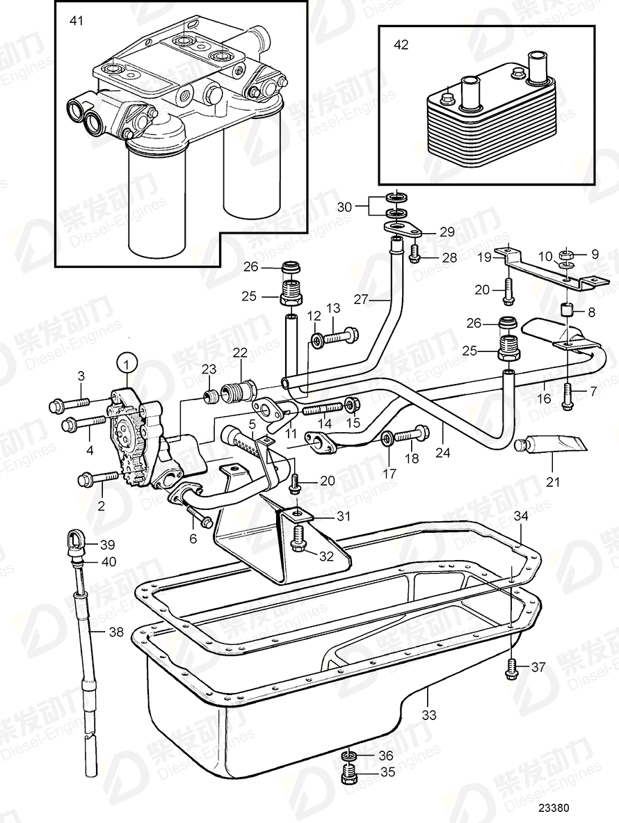 volvo penta Oil pressure pipe 3827206 Drawing
